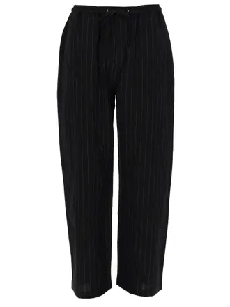 STUDIO NICHOLSON Drawcord Relaxed Fit Vertical Stripes Cotton-Blend Straight-Leg Pants
