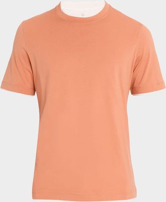 Brunello Cucinelli Mens Cotton Jersey Crewneck T-Shirt with Tipping