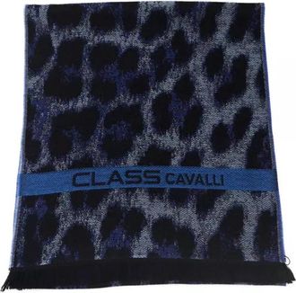 Cavalli Animalier Fantasy Logo Sjaal - Heren - Wintersjaals - Blauw - ONE Size - Wol - Accessoires