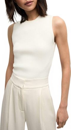 Veronica Beard Sid Crew-Neck Knit Tank Top In Off White
