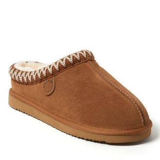 Dearfoams Fireside Grafton Genuine Shearling Clog Slipper with Taping in Chestnut at Nordstrom, Size 11M