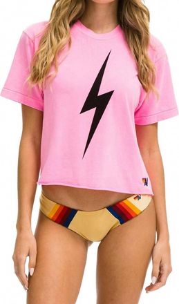 Aviator Nation Bolt Boyfriend Tee In Neon Pink