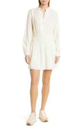Rag & Bone Calista Long Sleeve Cotton & Silk Minidress in Dove at Nordstrom Rack, Size X-Small