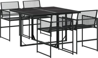 vidaXL 5 Piece Garden Dining Set Black Poly Rattan Vidaxl