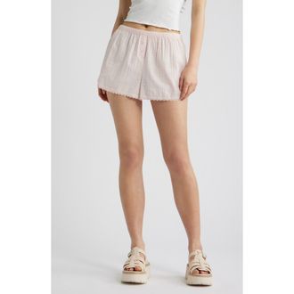 BP. Cotton Seersucker Boxer Shorts in Pink Balm at Nordstrom, Size Xx-Small