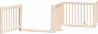 vidaXL Dog Gate with Door Foldable 8 Panels 640 cm Poplar Wood vidaXL