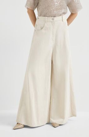 Brunello Cucinelli Wide sailor trousers in Ecru at Nordstrom, Size 50 It
