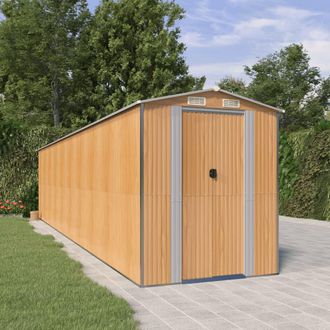vidaXL Cobertizo Jard&iacute;n Acero Galvanizado Marr&oacute;n Claro 192x855x223 Cm Vidaxl