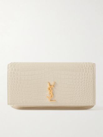 Saint Laurent Custodia Per Smartphone In Pelle Effetto Coccodrillo - Crema