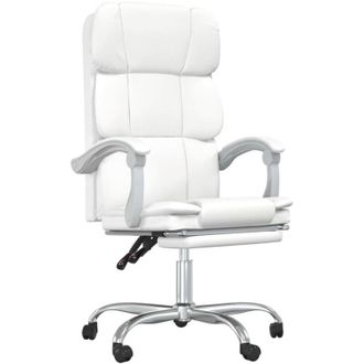vidaXL Silla De Oficina Reclinable Cuero Sint&eacute;tico Blanco Vidaxl