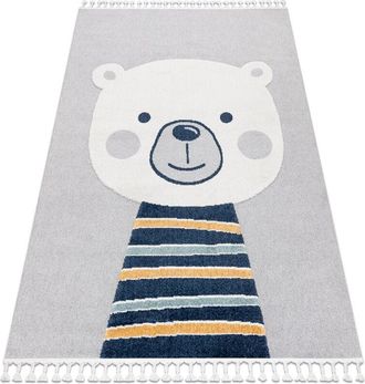 RugsX Rugsx - Alfombra Yoyo Gd50 Gris / Blanco - Osito Para Ni&ntilde;os, Estructural, Sensorial Flecos Grey 80x150 Cm