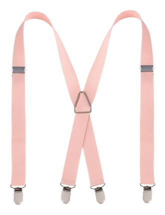 Alizeal Solid Skinny Braces X Shape for Men with 4 Clips, Peach