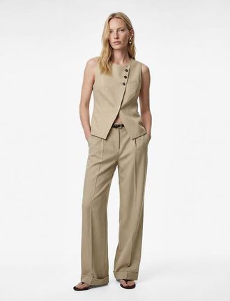 Koton Sleeveless Button-Down Vest in Khaki at Nordstrom, Size 10