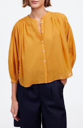 Madewell Shirred Voile Button-Up Top in Pollen at Nordstrom Rack, Size Xx-Large
