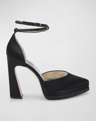 Badgley Mischka Eliana Embellished Satin Cocktail Pumps