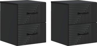 vidaXL Mesita De Noche De Pared 2 Uds. Negro 34,5 X 33 X 40 Cm Vidaxl