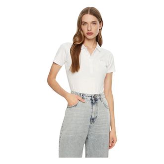Guess Polo Shirts, female, White, Size: XS Piquet Polo