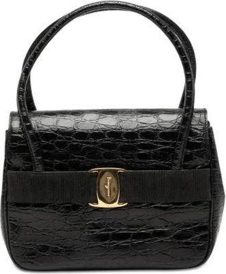 Ferragamo Pre-owned Handbags, female, Black, Size: ONE SIZE Pre-owned Vara Leather Handbag