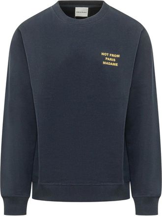 Dr&ocirc;le de Monsieur Bold Slogan Sweat - Heren - Sweatshirts - Blauw - XS - Katoen - Hoodies & sweatvesten