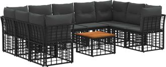 vidaXL Conjunto De Sof&aacute;s De Exterior 10 Uds. Negro Y Gris Oscuro Vidaxl