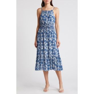 Rails Magdalene Floral Smocked Waist Sundress in Chambray Floral at Nordstrom Rack, Size Xx-Small