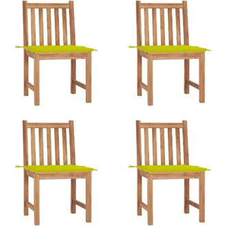 vidaXL Sillas De Jard&iacute;n Con Coj&iacute;n 4 Pcs Madera De Teca S&oacute;lida