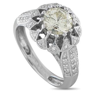 Luxury Bazaar 14K White Gold 1.59ct Diamond Halo Ring MF08-081226