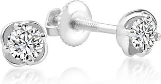 Pompeii3 1/4 Ct T. W. Round Cut Natural Diamond Studs White Gold Screw Back Earrings