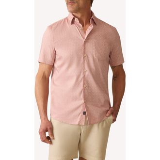 Faherty Movement Monterrey Short Sleeve Button-Up Shirt in Mauve Blossom Geo at Nordstrom Rack, Size Small