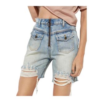 One Teaspoon High Waist Bridgette Denim Shorts - Dames - Denim shorts - Blauw - W27 - Denim - Korte Broeken
