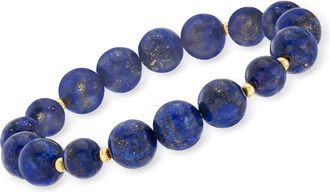 Ross-Simons Lapis Bead Stretch Bracelet With 14kt Yellow Gold