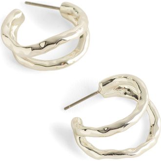 Madewell Hammered Sculptural Double-Hoop Earrings in Warm Silver at Nordstrom