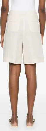 PESERICO Womens Pleated Linen Shorts Clear Ss25 W