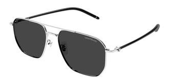 Montblanc MB0367SA Asian Fit 002 Mens Sunglasses Silver Size 60
