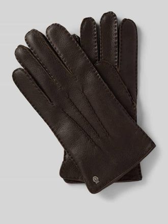 Roeckl Handschuhe mit Label-Detail in Dunkelbraun, Gr&ouml;&szlig;e 8