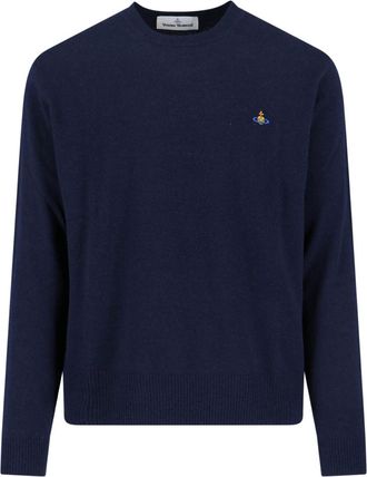 Vivienne Westwood Alex Crew Neck Sweater In Blue Wool