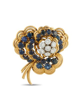 Van Cleef & Arpels 18K yellow gold diamond and sapphire brooch - women - 18kt Yellow Gold/Diamond/Sapphire - One Size