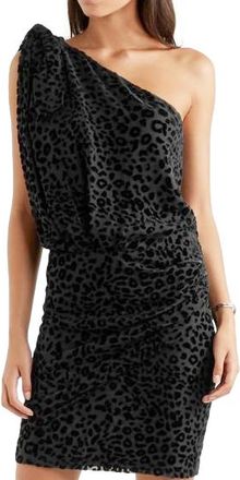 Iro Moon One-shoulder Devor&eacute;-velvet Mini Dress Black Size S