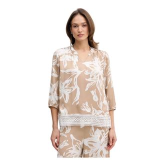 Joseph Ribkoff Overhemden, Dames, Beige, 5Xl, Polyester, Satin Floral Print Straight Top