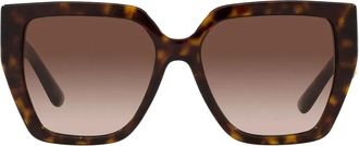 Dolce & Gabbana Vierkante oversized zonnebril met metalen logo - Dames - Zonnebrillen - Bruin - 55 MM - Accessoires