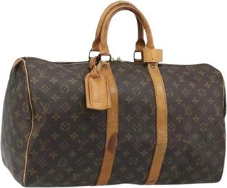 Louis Vuitton Pre-owned Boston Bag - Dames - Vintage Weekendtas - Bruin - ONE Size - Leer - Vintage