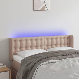 vidaXL Cabecero Con Led Cuero Sint&eacute;tico Capuchino 147x16x78/88 Cm Vidaxl
