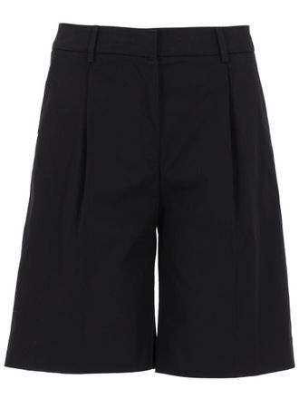 Pantaloni Torino Neutrals Simone Mid-Rise Pleated Cotton Shorts