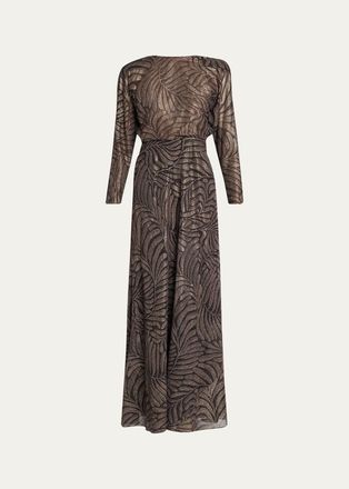 Ralph Lauren Collection Shannen Foiled Chiffon Evening Dress