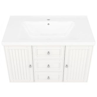 Urban Meuble Mueble de Ba&ntilde;o Suspendido 78,5cm Blanco - Lavabo Cer&aacute;mico y 3 Cajones