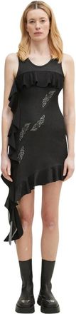 Andersson Bell Flow Ruffle Dress - Dames - Korte kleedjes - Zwart - L - Katoen - Kleedjes