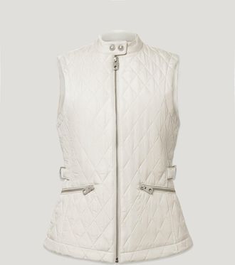 Belstaff Maeva Gilet Womens Quilted Recycled Nylon Silver Birch Size UK 10