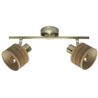 Fabrilamp Fabrilamp - Nando 2xe14 striscia di faretti orientabili in pelle/marrone scuro 16x36,5x10 cm