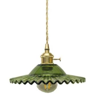 OEM L&aacute;mpara Colgante Industrial Vintage De Cristal E27, Luminaria Retro De Cristal (cristal Verde Sin s)