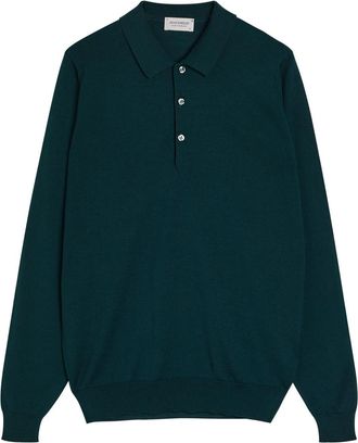 John Smedley Belper Merino Wool Polo Shirt - Dark Green - Xxl